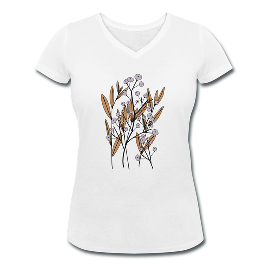 Frauen Bio-T-Shirt mit V-Ausschnitt - "Hygge Herbstgras" - Hinter dem Mond