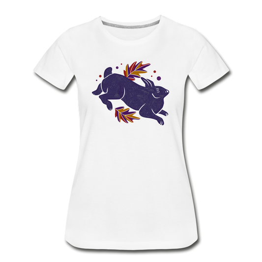 Frauen Premium Bio T-Shirt - "Hase im Laub" - Hinter dem Mond