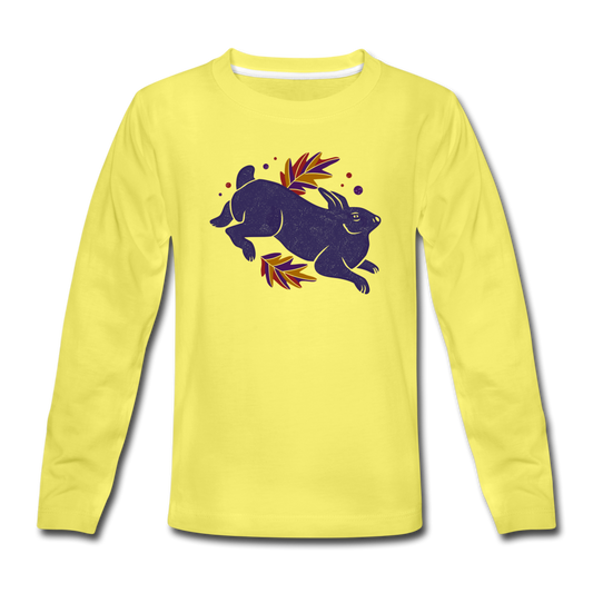 Kinder Premium Langarmshirt - "Hase im Laub" - Hinter dem Mond