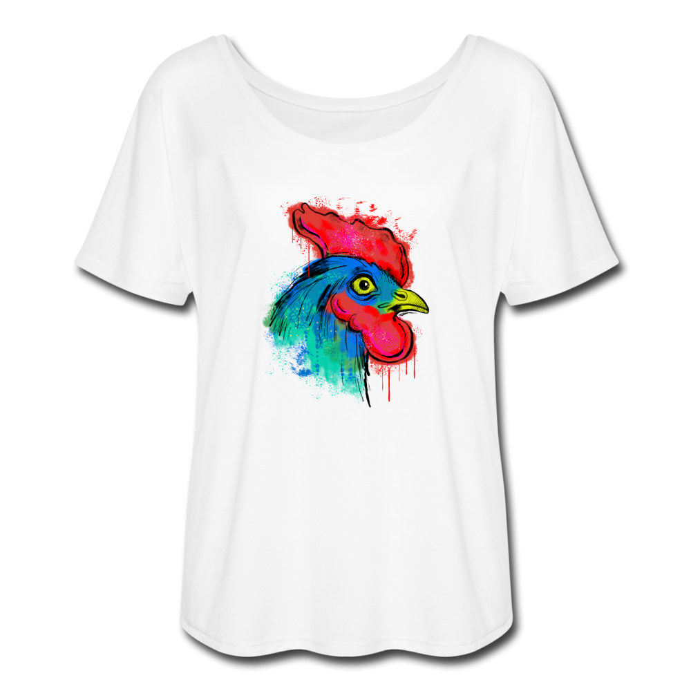 Frauen T-Shirt mit Fledermausärmeln - "Hahn im Profil" - Hinter dem Mond