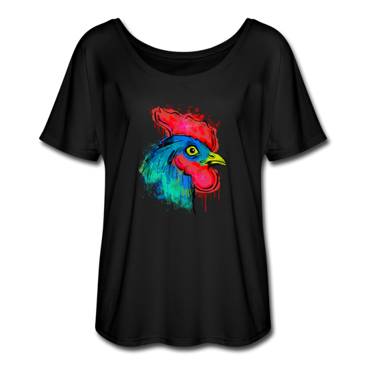 Frauen T-Shirt mit Fledermausärmeln - "Hahn im Profil" - Hinter dem Mond