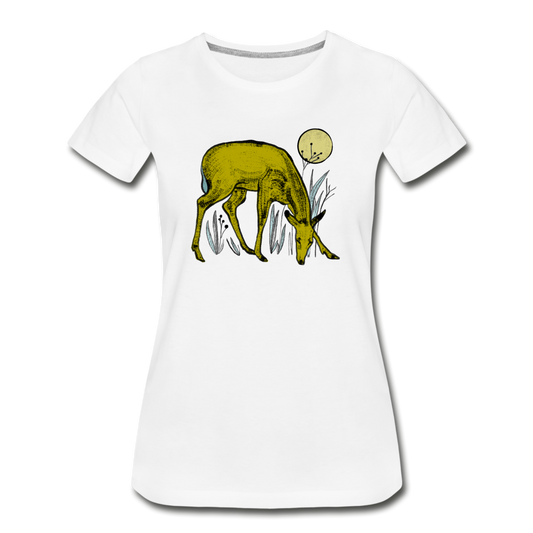 Frauen Premium Bio T-Shirt - "Reh in Olive" - Hinter dem Mond