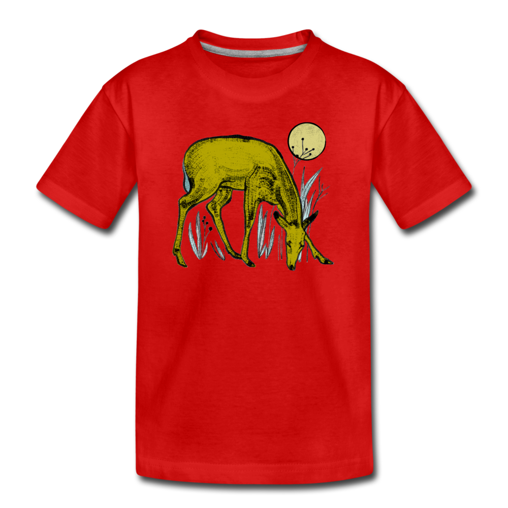 Teenager Premium T-Shirt - "Reh in Olive" - Hinter dem Mond