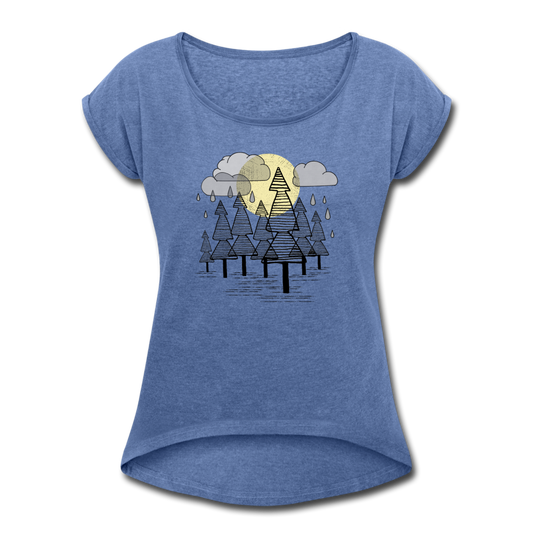 Frauen T-Shirt mit gerollten Ärmeln - "Herbstregen" - Hinter dem Mond