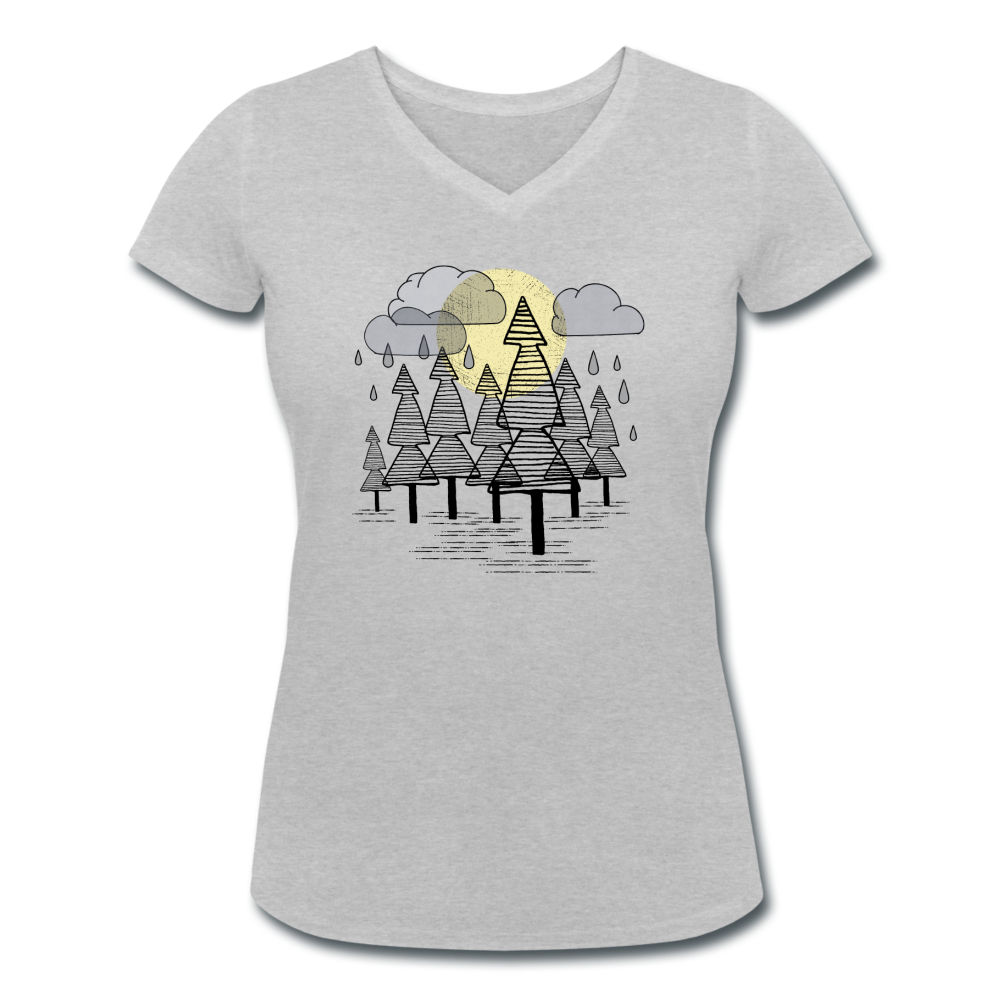 Frauen Bio-T-Shirt mit V-Ausschnitt - "Herbstregen" - Hinter dem Mond