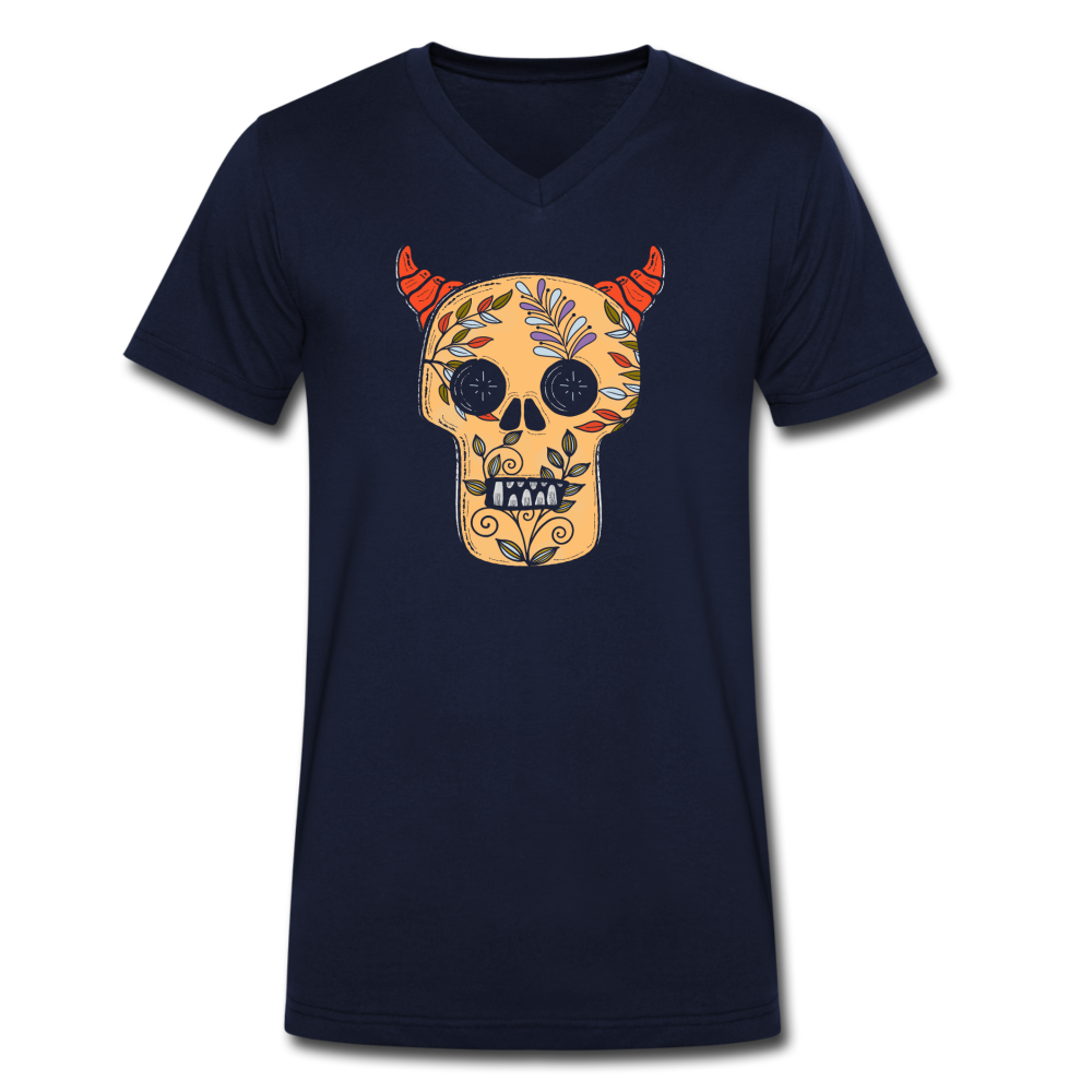 Männer Bio-T-Shirt mit V-Ausschnitt "Teufelsschädel" - Hinter dem Mond