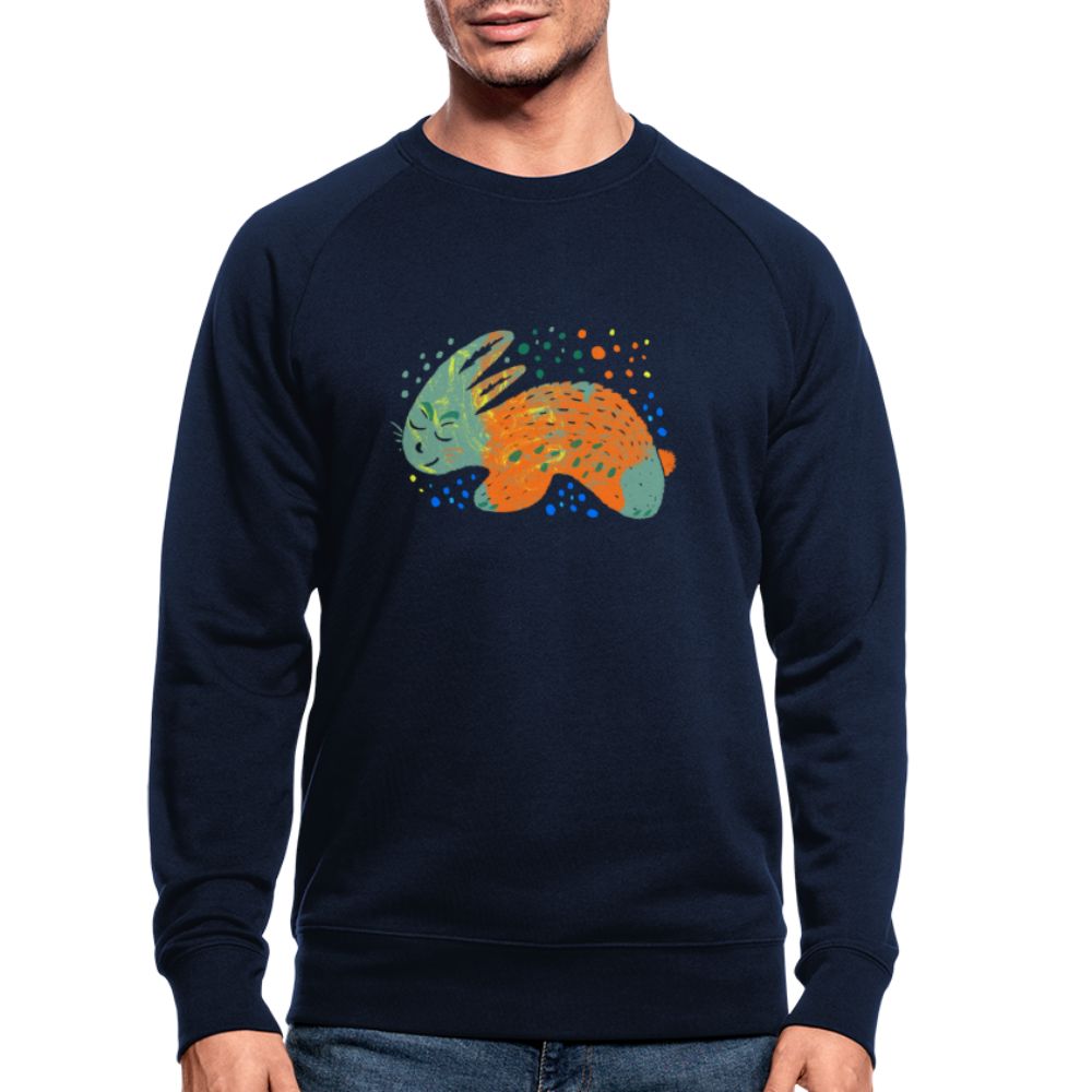 Männer Bio-Sweatshirt - "Buntes Kaninchen" - Hinter dem Mond
