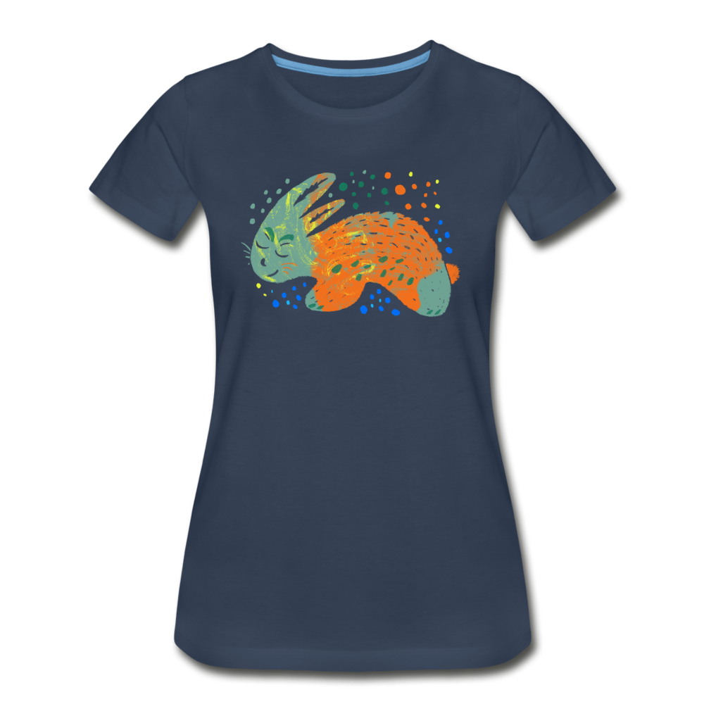 Frauen Premium Bio T-Shirt - "Buntes Kaninchen" - Hinter dem Mond