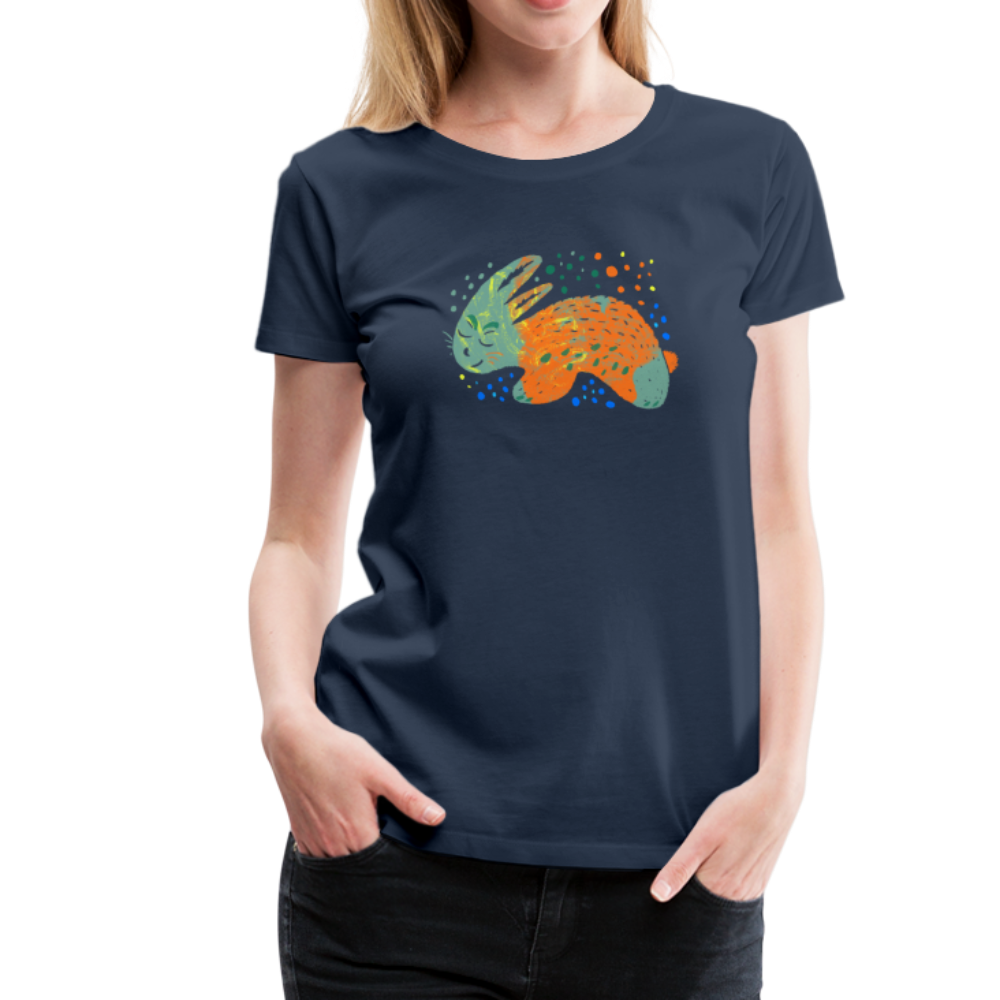 Frauen Premium T-Shirt "Buntes Kaninchen" - Hinter dem Mond