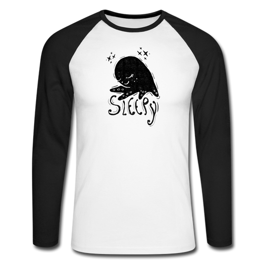 Männer Baseballshirt Langarm - "Oktopus träumt" - Hinter dem Mond