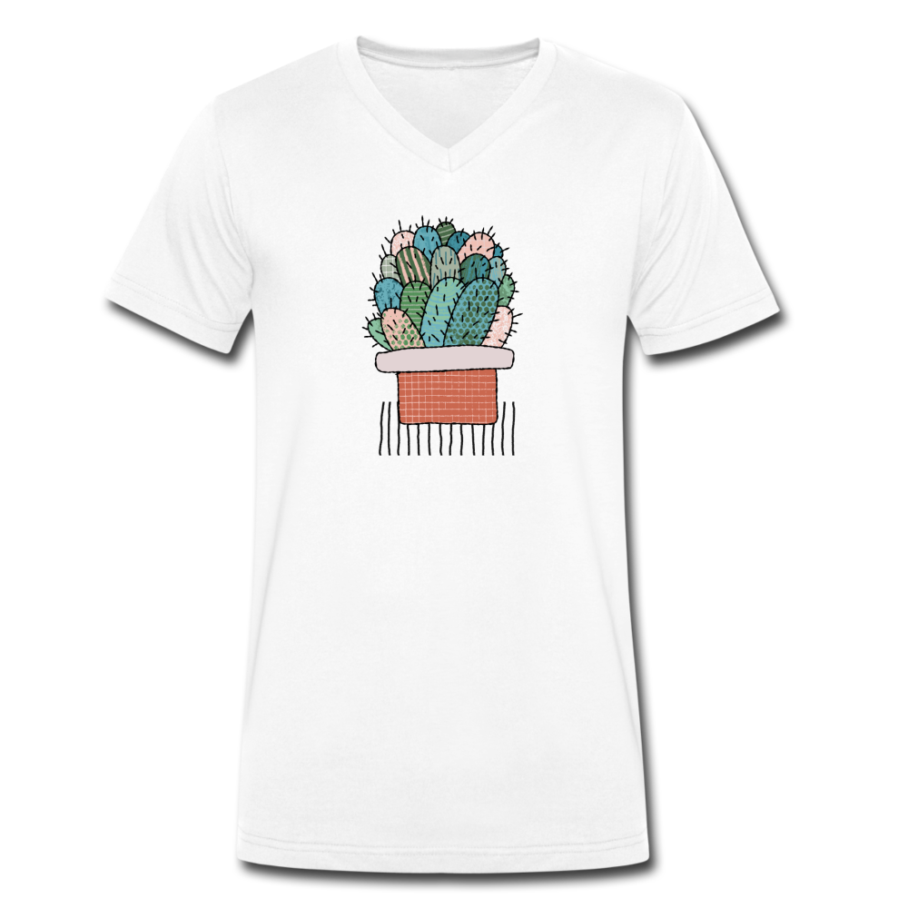 Männer Bio-T-Shirt mit V-Ausschnitt - Kaktus in Terracotta - Hinter dem Mond
