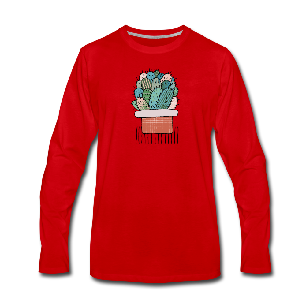 Männer Premium Langarmshirt - "Kaktus in Terracotta" - Hinter dem Mond