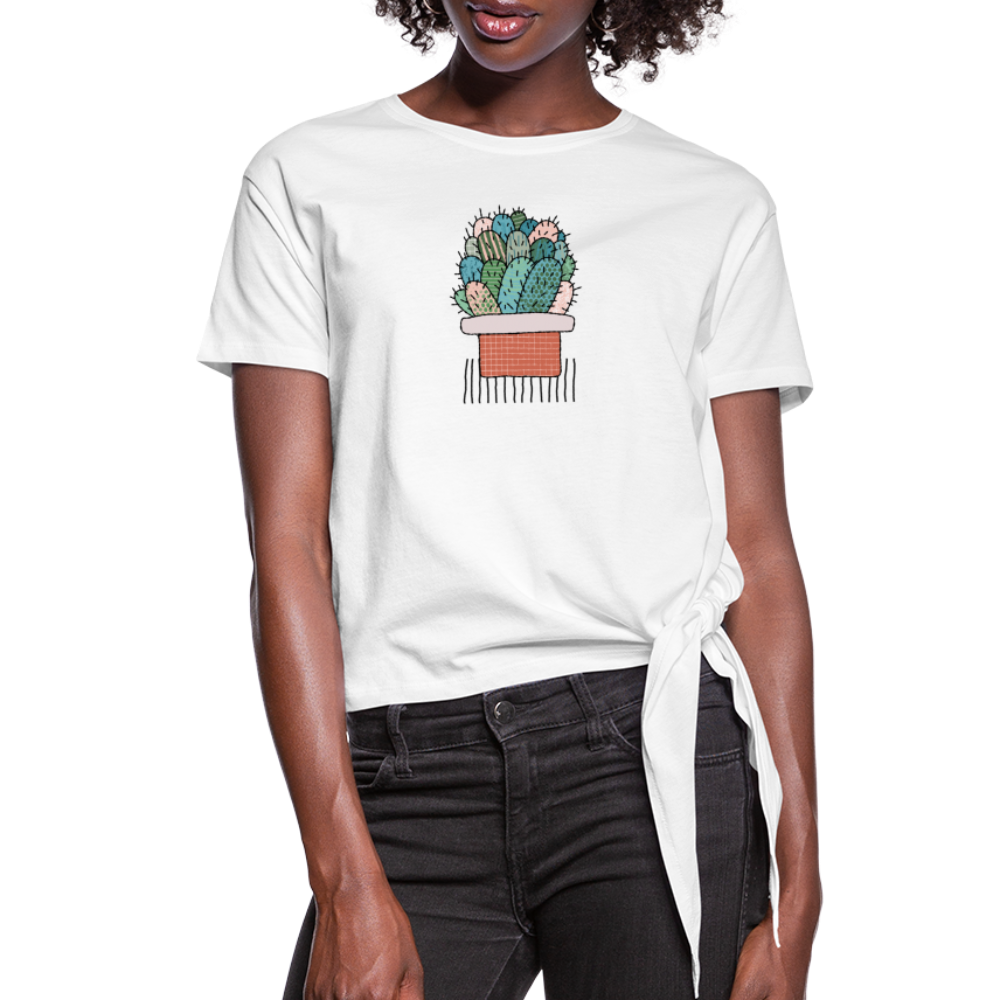 Frauen Knotenshirt "Kaktus in Terracotta" - Hinter dem Mond