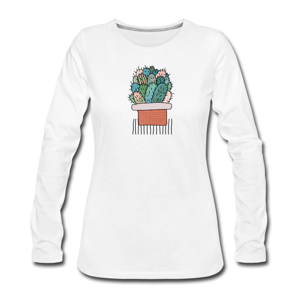 Frauen Premium Langarmshirt - "Kaktus in Terracotta" - Hinter dem Mond
