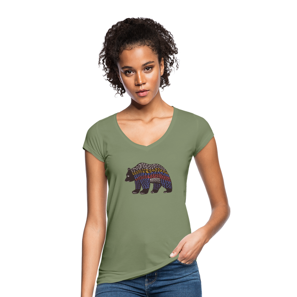 Frauen Vintage T-Shirt - "Bunter Grizzly" - Hinter dem Mond