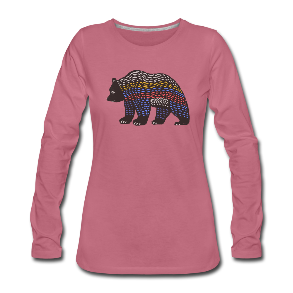 Frauen Premium Langarmshirt - "Bunter Grizzly" - Hinter dem Mond