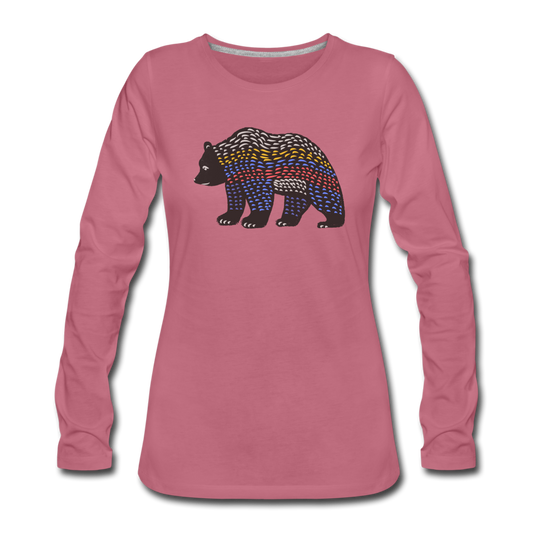 Frauen Premium Langarmshirt - "Bunter Grizzly" - Hinter dem Mond