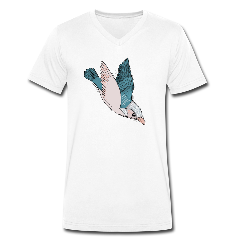 Männer Bio-T-Shirt mit V-Ausschnitt- "Vogel im Sturzflug" - Hinter dem Mond