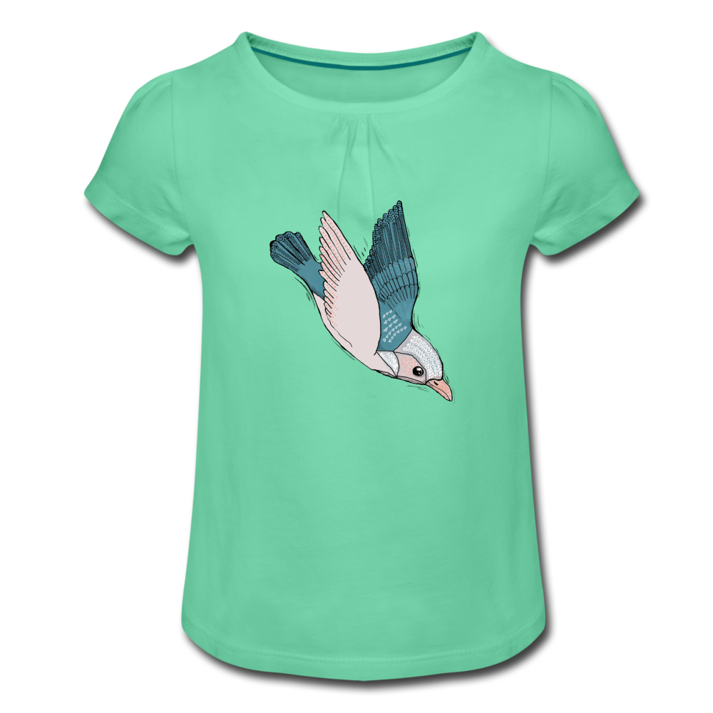 Mädchen-T-Shirt mit Raffungen - "Vogel im Sturzflug" - Hinter dem Mond
