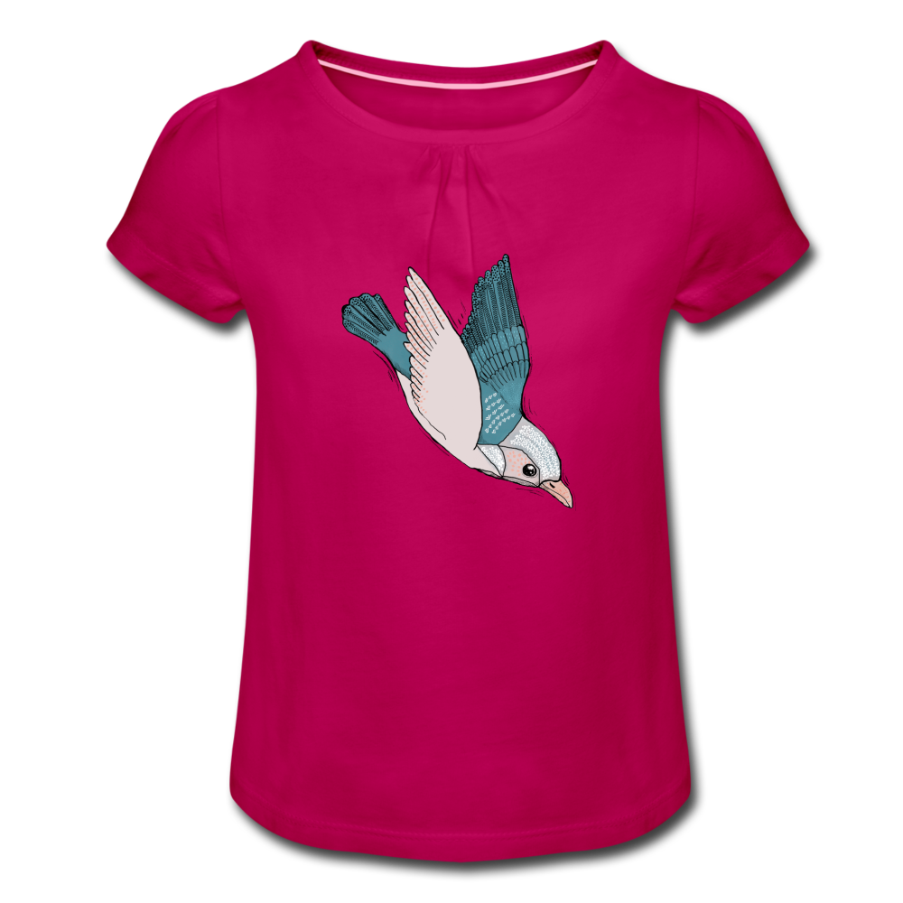 Mädchen-T-Shirt mit Raffungen - "Vogel im Sturzflug" - Hinter dem Mond
