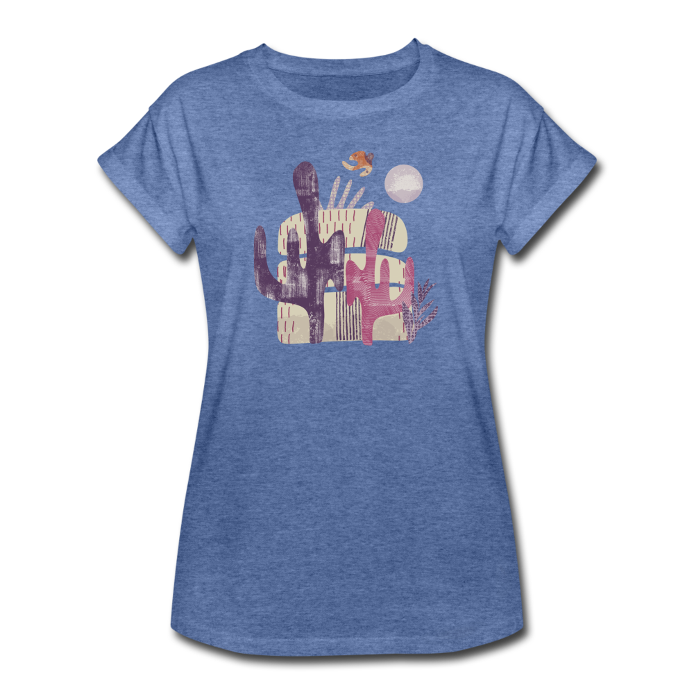 Frauen Oversize T-Shirt - "Wüste mit Vogel" - Hinter dem Mond