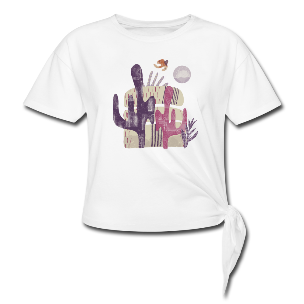 Frauen Knotenshirt "Wüste mit Vogel" - Hinter dem Mond