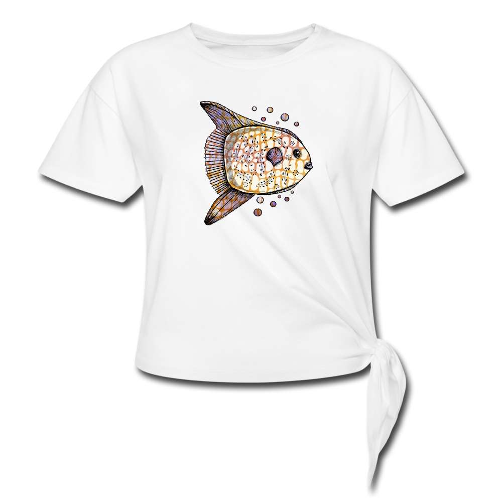 Frauen Knotenshirt "Fantastischer Mondfisch" - Hinter dem Mond