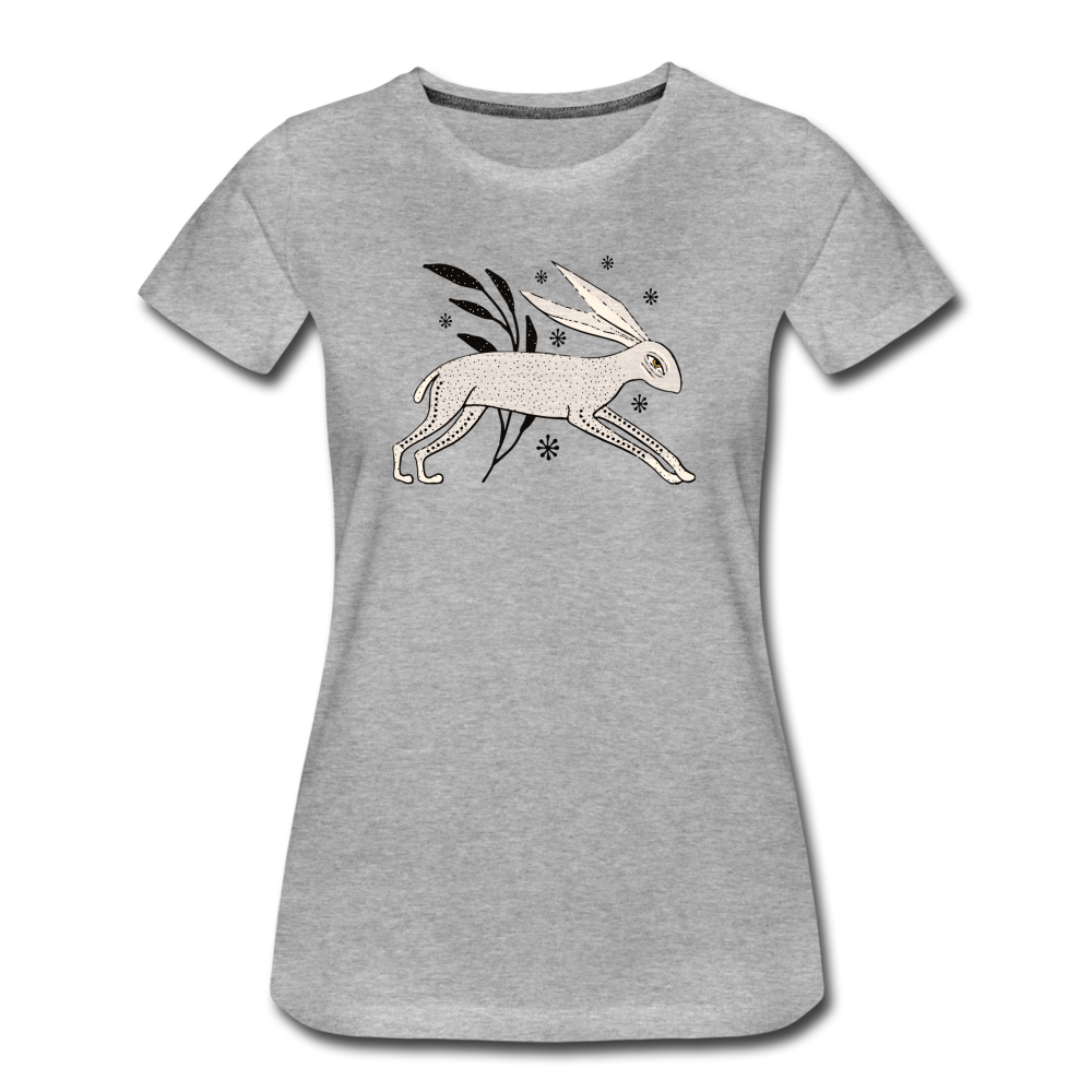 Frauen Premium Bio T-Shirt - "Winterhase" - Hinter dem Mond