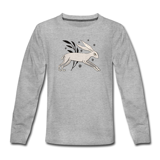 Teenager Premium Langarmshirt - "Winterhase" - Hinter dem Mond