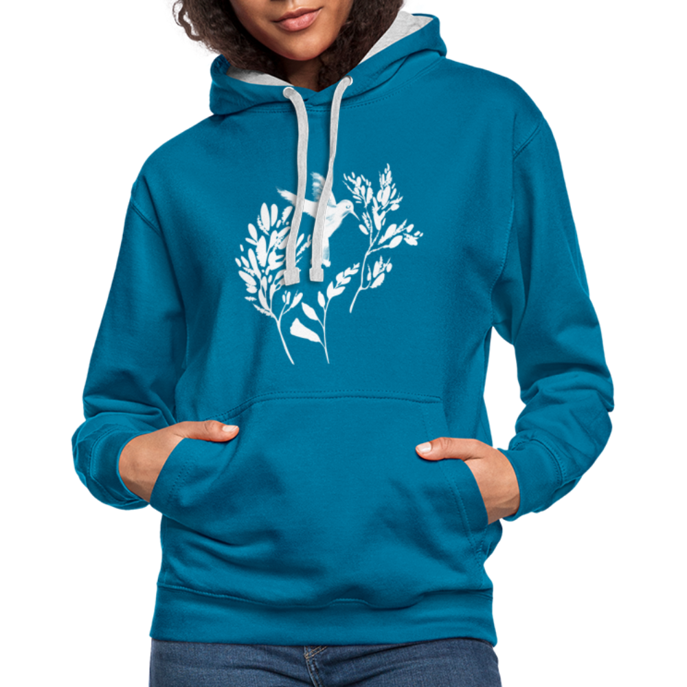 Kontrast-Hoodie "Vogel Floral" - Hinter dem Mond