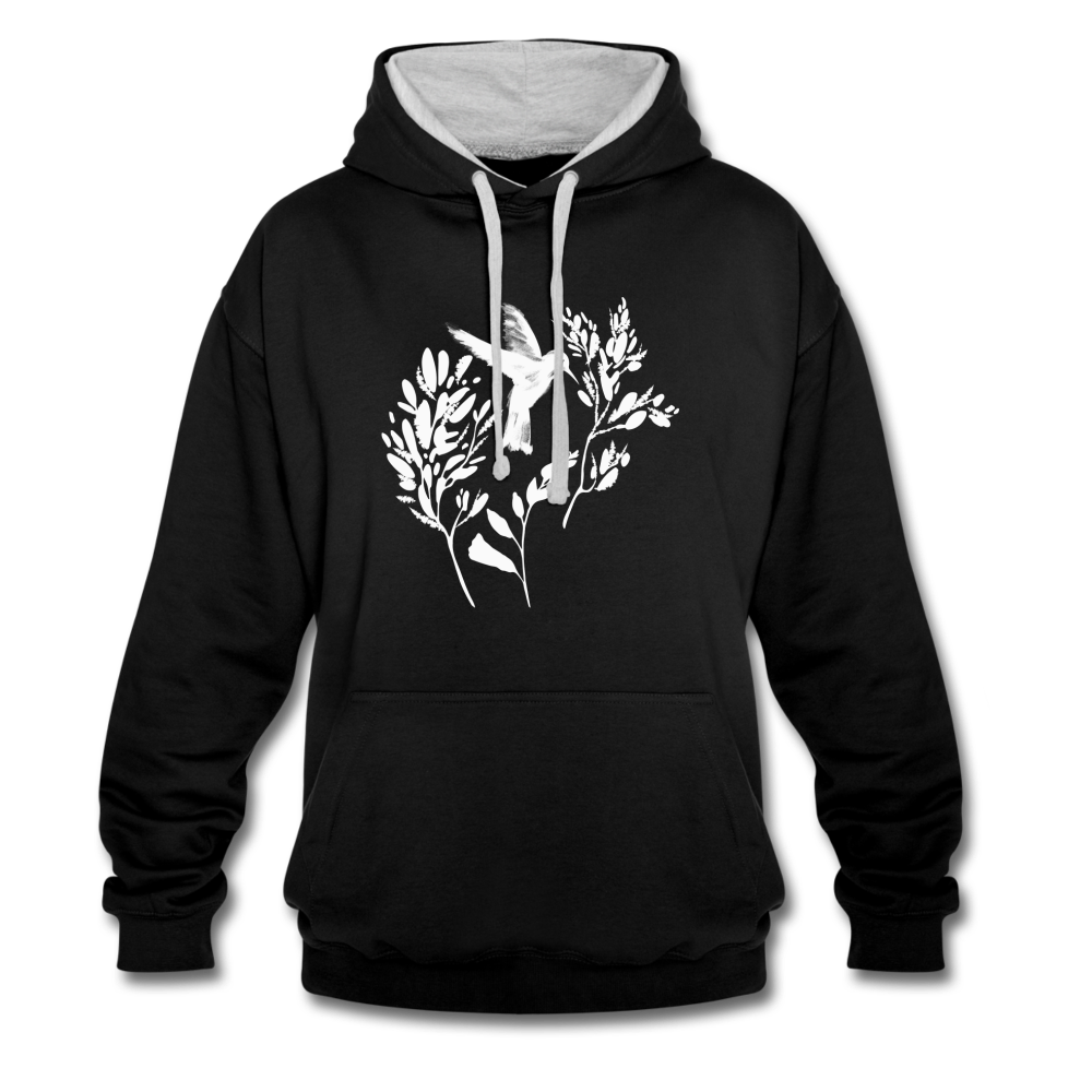 Kontrast-Hoodie "Vogel Floral" - Hinter dem Mond