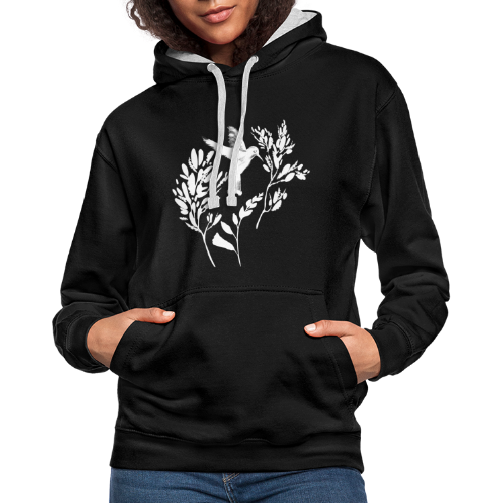 Kontrast-Hoodie "Vogel Floral" - Hinter dem Mond