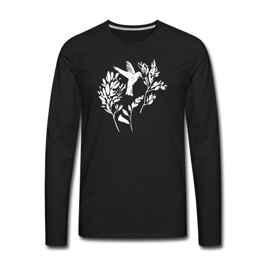 Männer Premium Langarmshirt - "Vogel Floral" - Hinter dem Mond