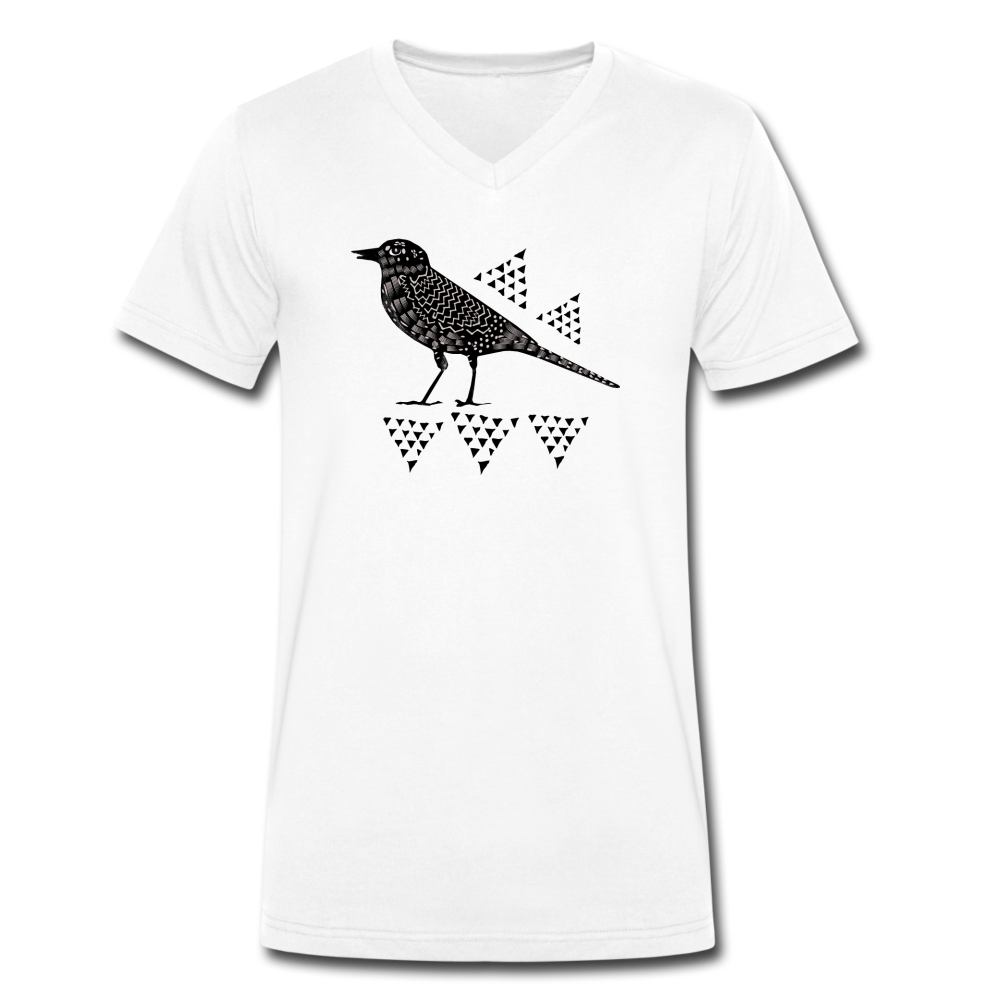 Männer Bio-T-Shirt mit V-Ausschnitt - "Triangel-Vogel" - Hinter dem Mond