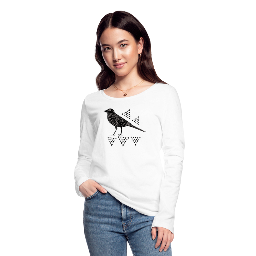 Frauen Bio-Langarmshirt - "Triangel-Vogel" - Hinter dem Mond