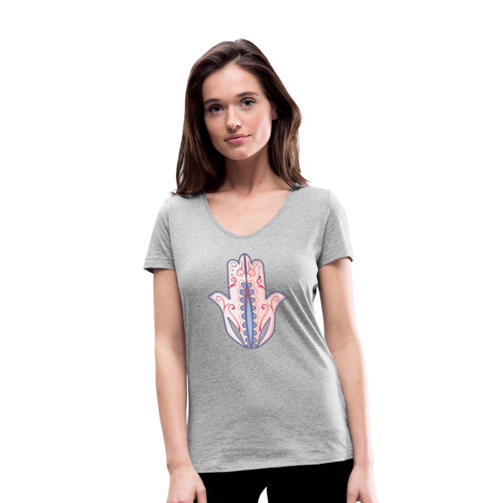Frauen Bio-T-Shirt mit V-Ausschnitt - "Hand der Fatima" - Hinter dem Mond