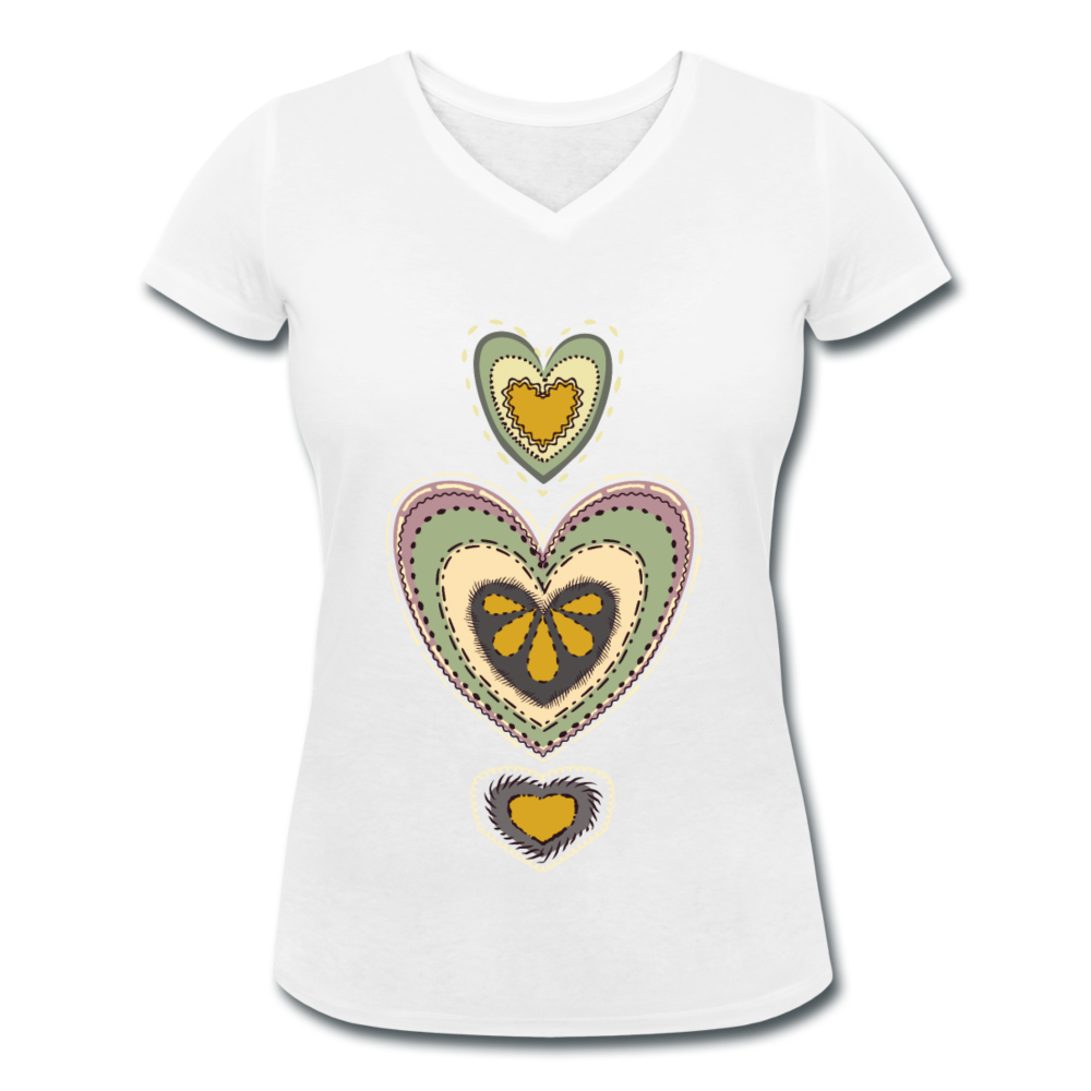 Oktober-Herzen - Frauen Bio-T-Shirt mit V-Ausschnitt von Stanley & Stella - Hinter dem Mond
