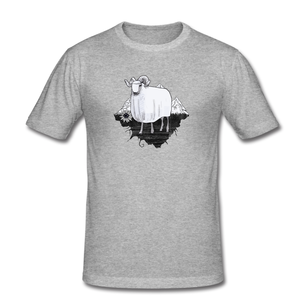 Männer Slim Fit T-Shirt - "Schaf in den Bergen" - Hinter dem Mond