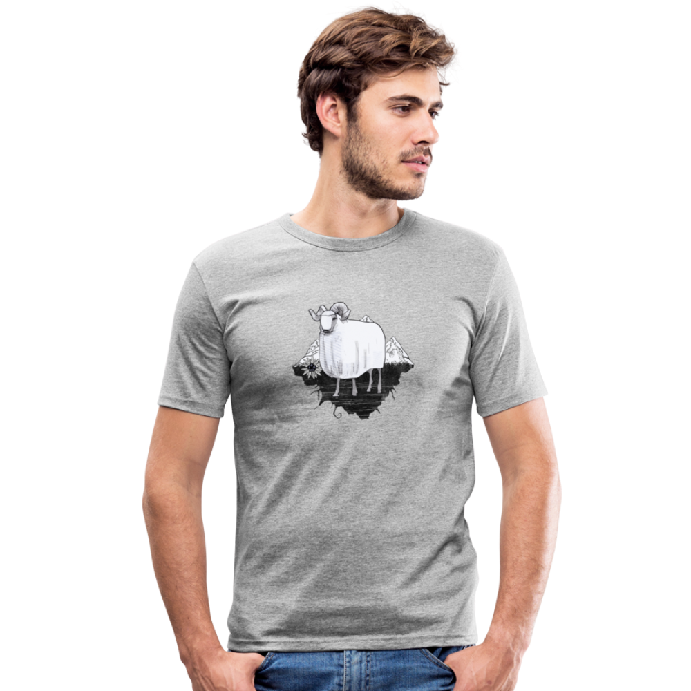 Männer Slim Fit T-Shirt - "Schaf in den Bergen" - Hinter dem Mond