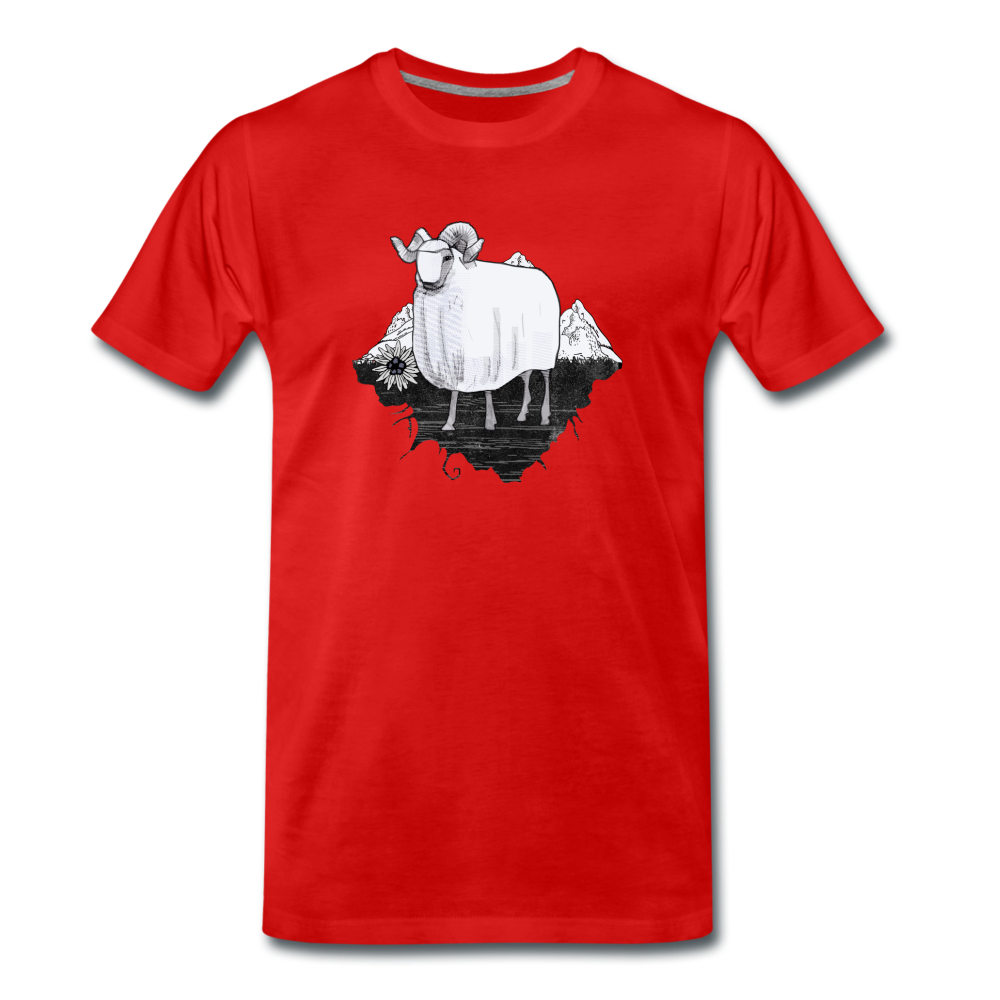 Männer Premium Bio T-Shirt "Schaf in den Bergen" - Hinter dem Mond