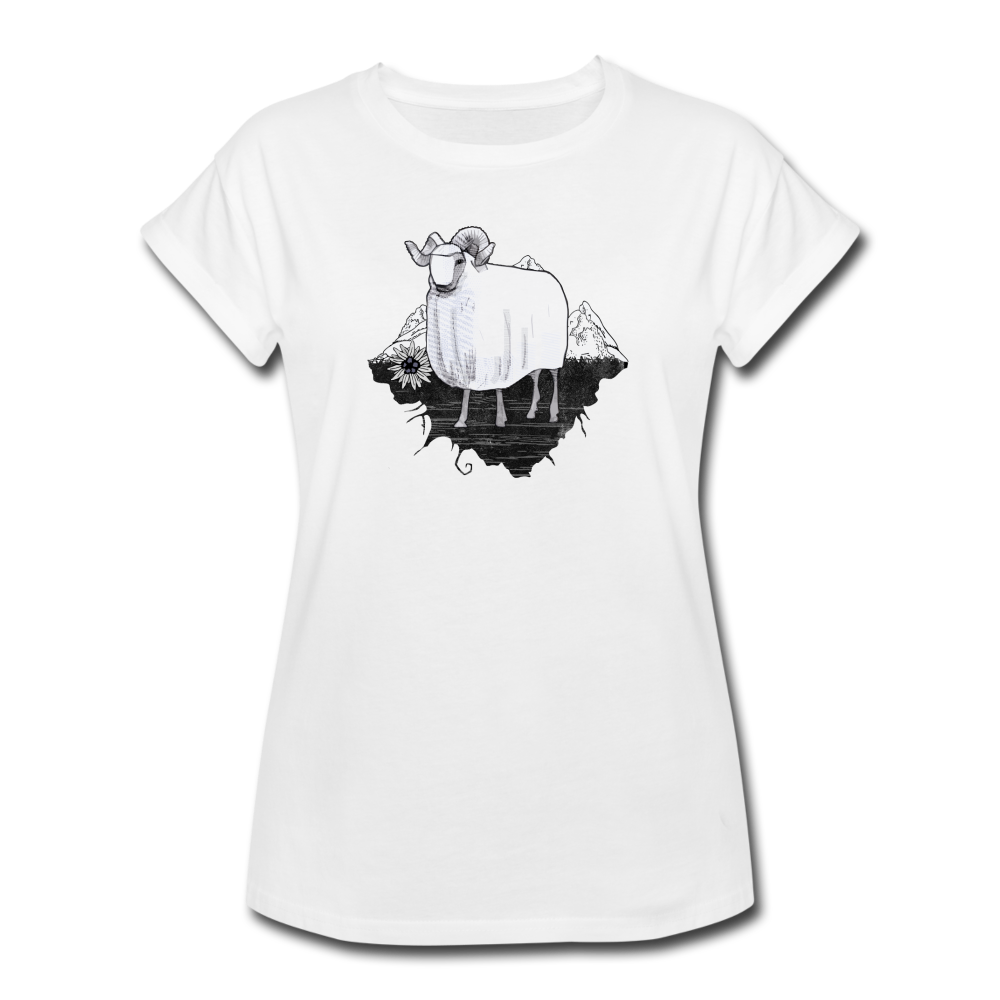 Frauen Oversize T-Shirt - "Schaf in den Bergen" - Hinter dem Mond