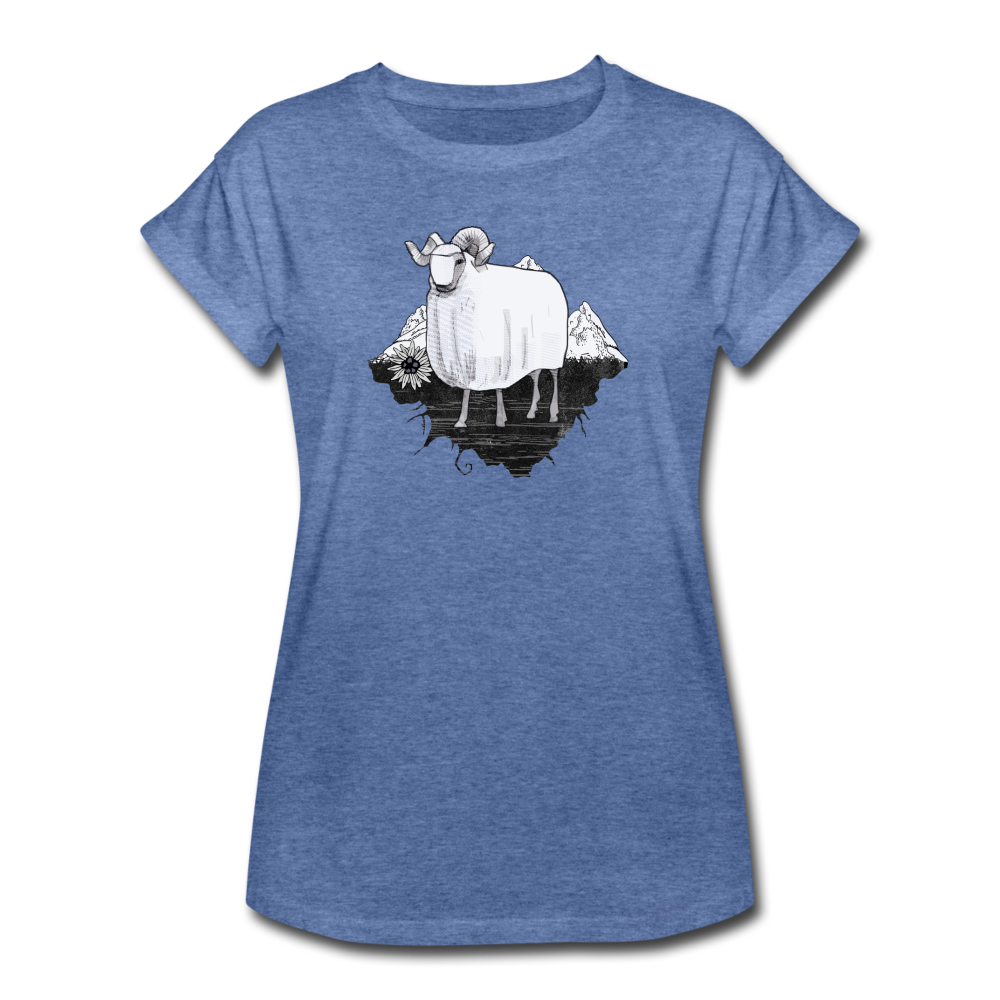 Frauen Oversize T-Shirt - "Schaf in den Bergen" - Hinter dem Mond