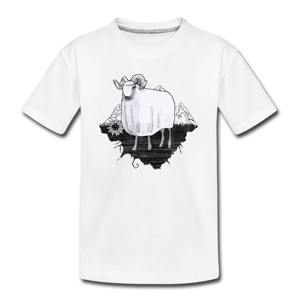 Teenager Premium Bio T-Shirt - "Schaf in den Bergen" - Hinter dem Mond