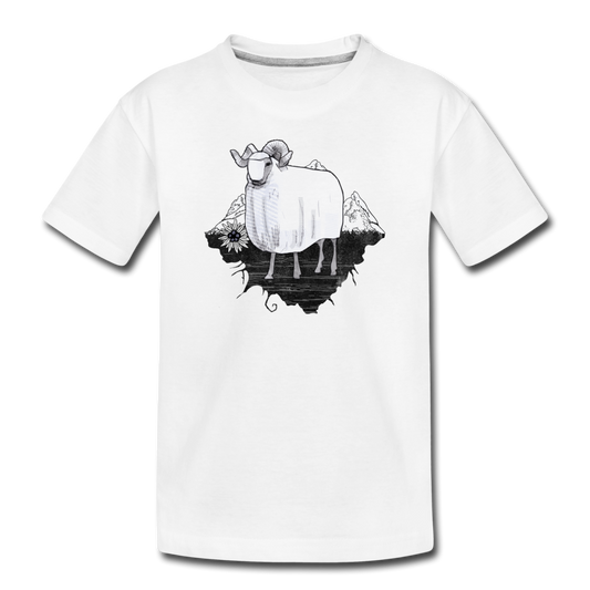 Kinder Premium Bio T-Shirt  "Schaf in den Bergen" - Hinter dem Mond