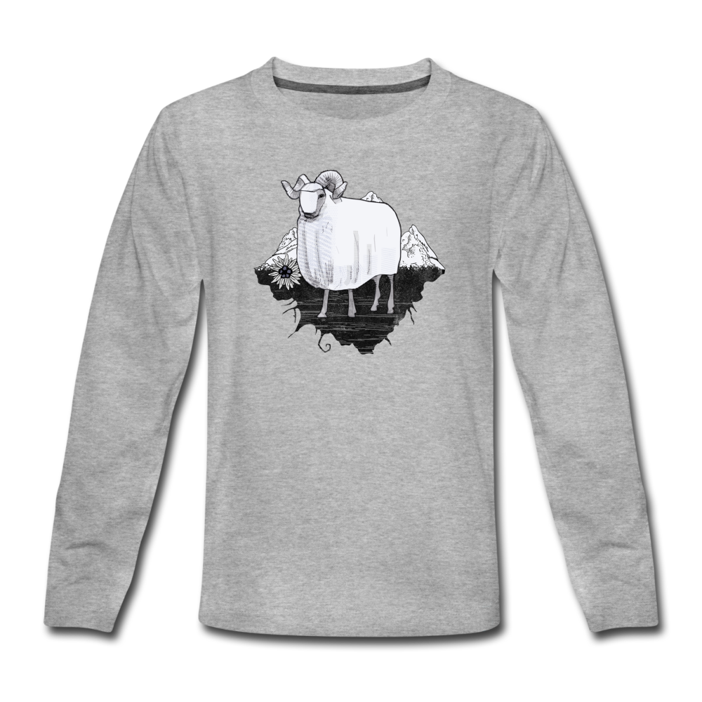 Kinder Premium Langarmshirt - "Schaf in den Bergen" - Hinter dem Mond
