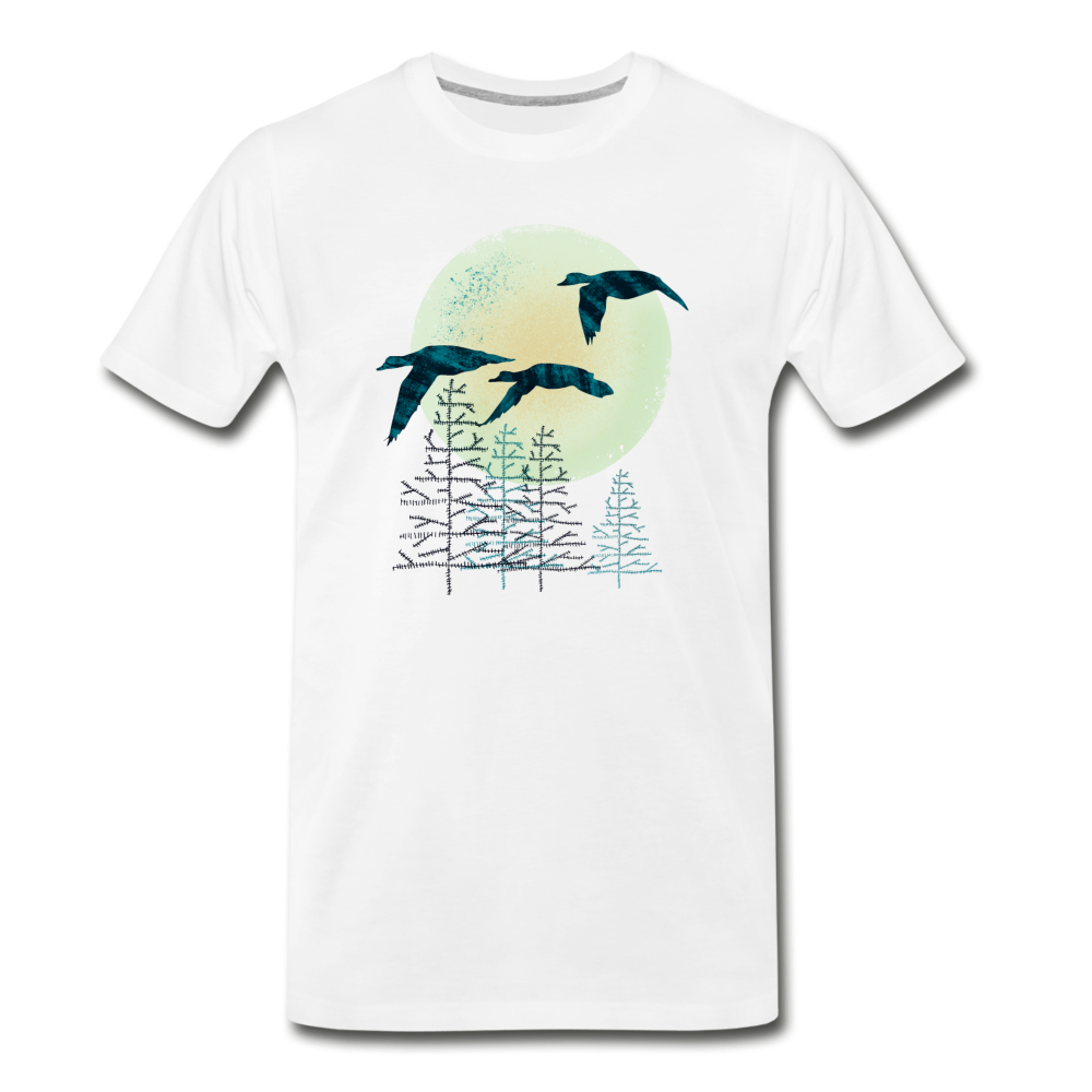 Männer Premium Bio T-Shirt "Zugvögel" - Weiß