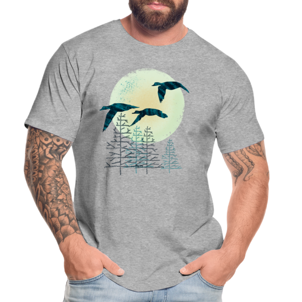 Männer Premium Bio T-Shirt "Zugvögel" - Grau meliert