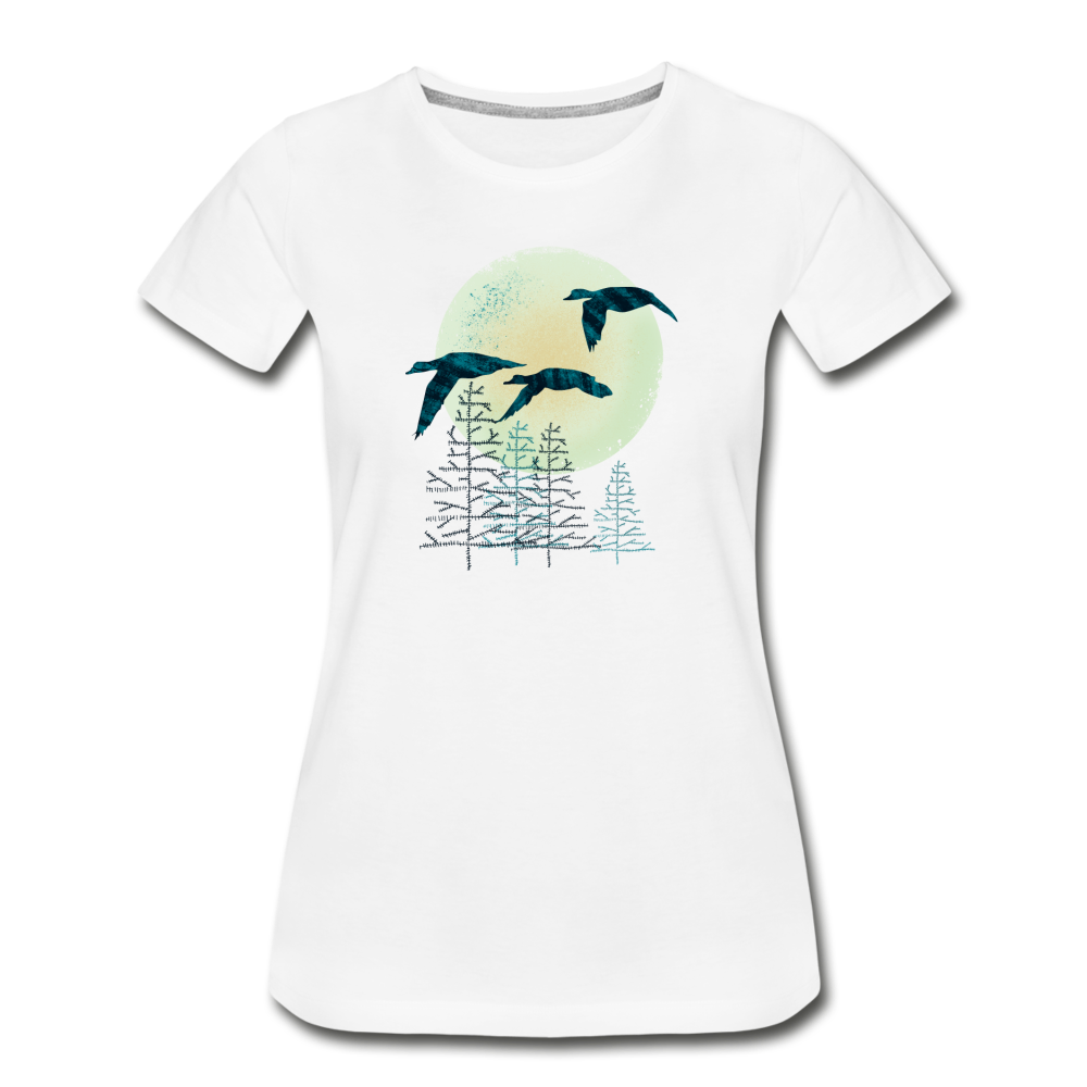 Frauen Premium Bio T-Shirt "Zugvögel" - Hinter dem Mond