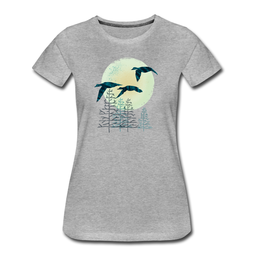 Frauen Premium Bio T-Shirt "Zugvögel" - Hinter dem Mond