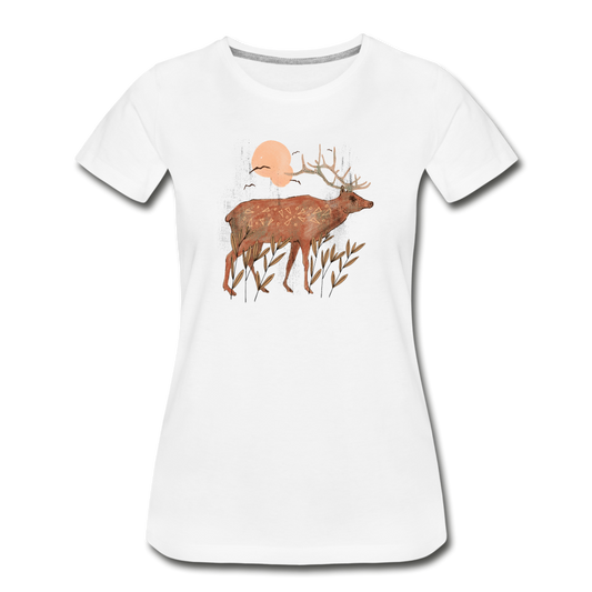 Frauen Premium Bio T-Shirt - "Hirsch in Herbstfarben" - Hinter dem Mond